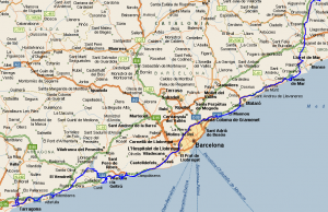 Route through Barcelona to Sitges and beyond